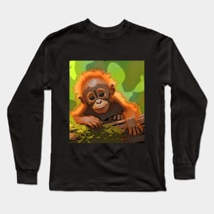 Baby Orangutan Abstract Long Sleeve T-Shirt